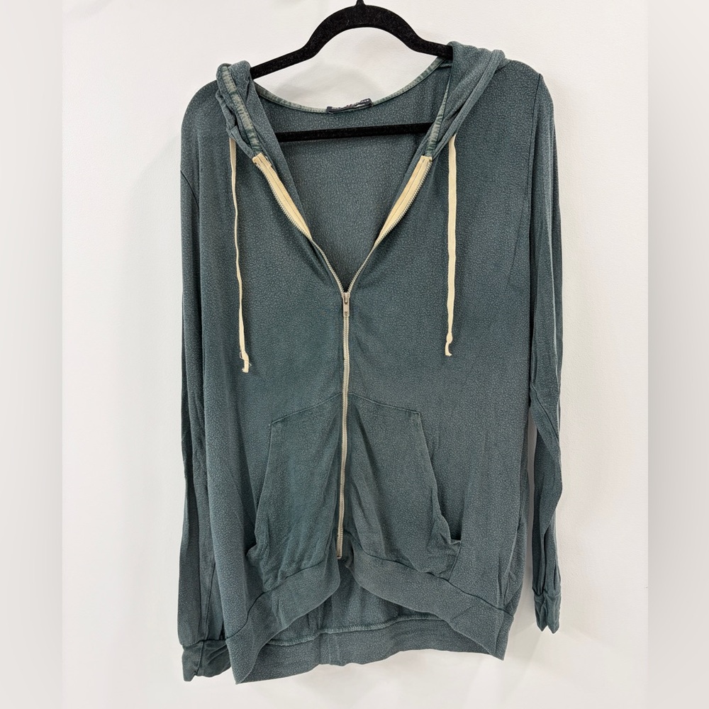 Brandy Melville Green/Blue Zip Up Hoodie
